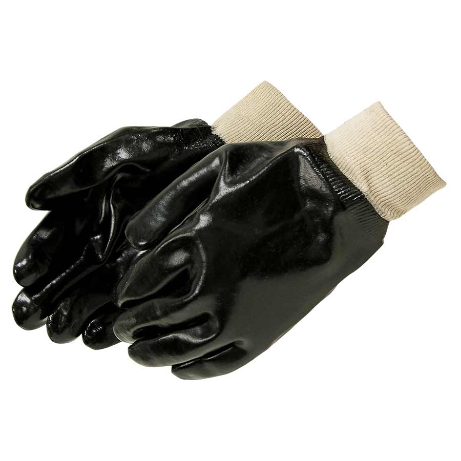 BLACK INTERLOCK LINED PVC SMOOTH GRIP - Chemical Resistant Gloves